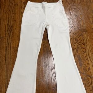FRAME White Flare Jeans Size 30 | Side Zip 2 Button | Designer High Rise Denim